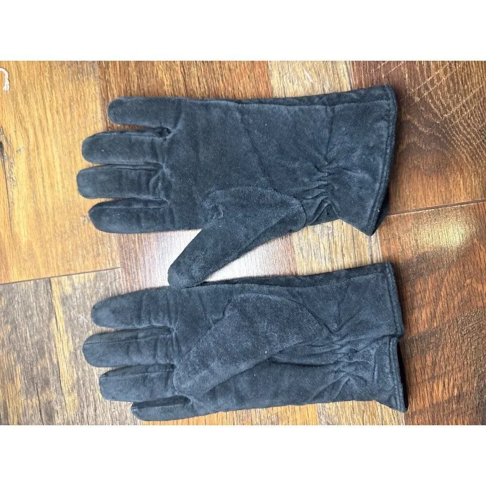 Vintage Black Leather DuPont Thermolite Micro Insulated Gloves Sz‎ Medium